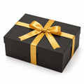 Geschenkbox 30 x 22 x 10 cm aus Karton Schwarz Gold mit Satinschleife