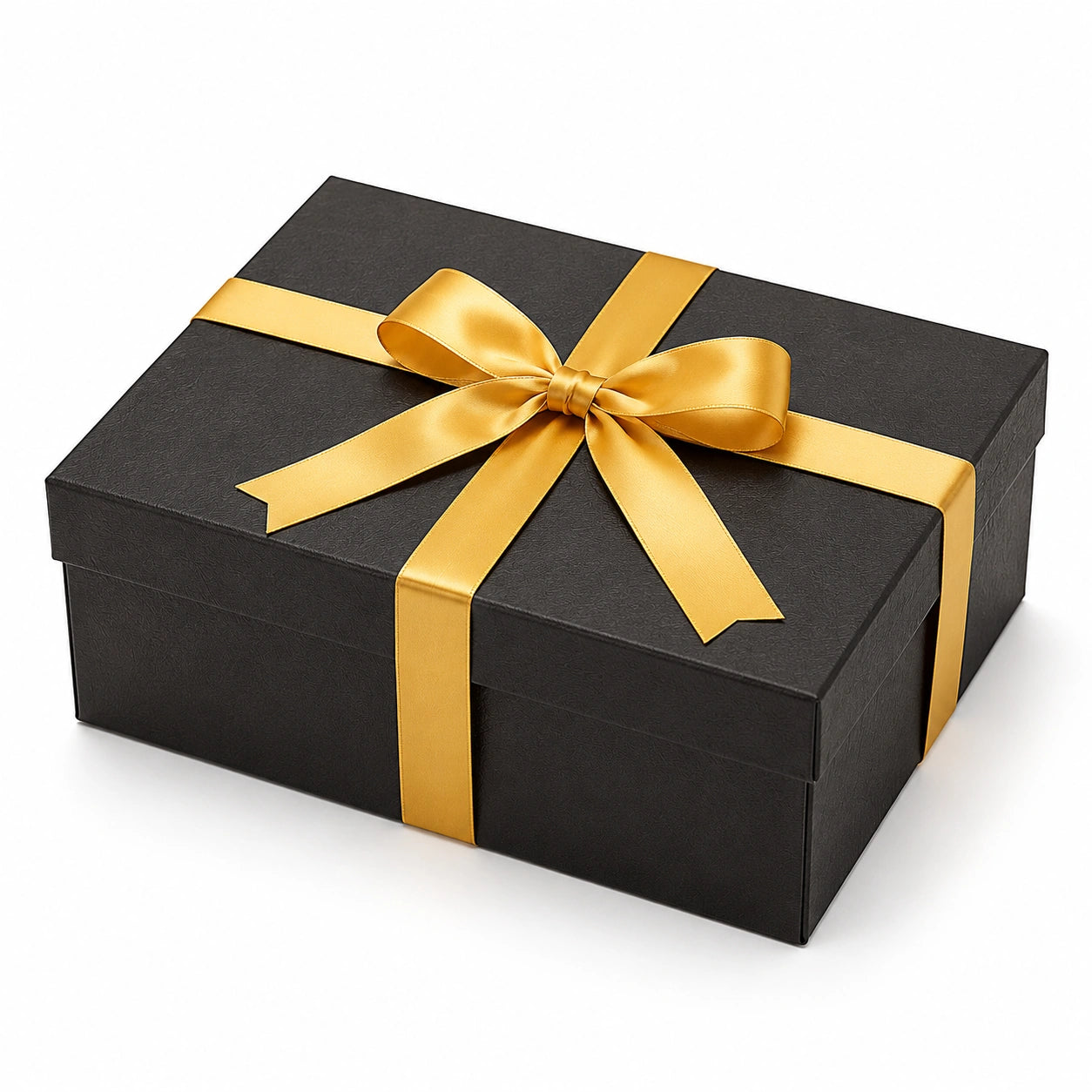 Geschenkbox 30 x 22 x 10 cm aus Karton Schwarz Gold mit Satinschleife