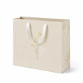 Geschenktüte 32 x 12 x 26 cm Papier Beige mit Kordelgriffen Blumenmotiv
