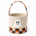 Aufbewahrungskorb 30 cm Durchmesser 25 cm Höhe Baumwolle Beige Orange mit Tragegriff Halloweenstil