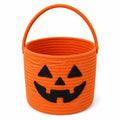 Aufbewahrungskorb 25 cm Baumwollseil Orange mit Tragegriff Kürbisgesicht