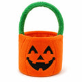 Süßigkeitentasche 20 cm Polyester-Plüsch Orange Grün Kürbisdesign mit Tragehenkel