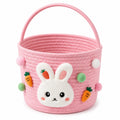 Aufbewahrungskorb 25 cm Rosa aus Textilgeflecht mit Hasendesign und Tragegriff