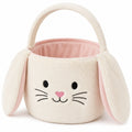 Aufbewahrungskorb 25 cm Polyesterplüsch Creme Rosa mit Hasenmotiv und Tragegriff