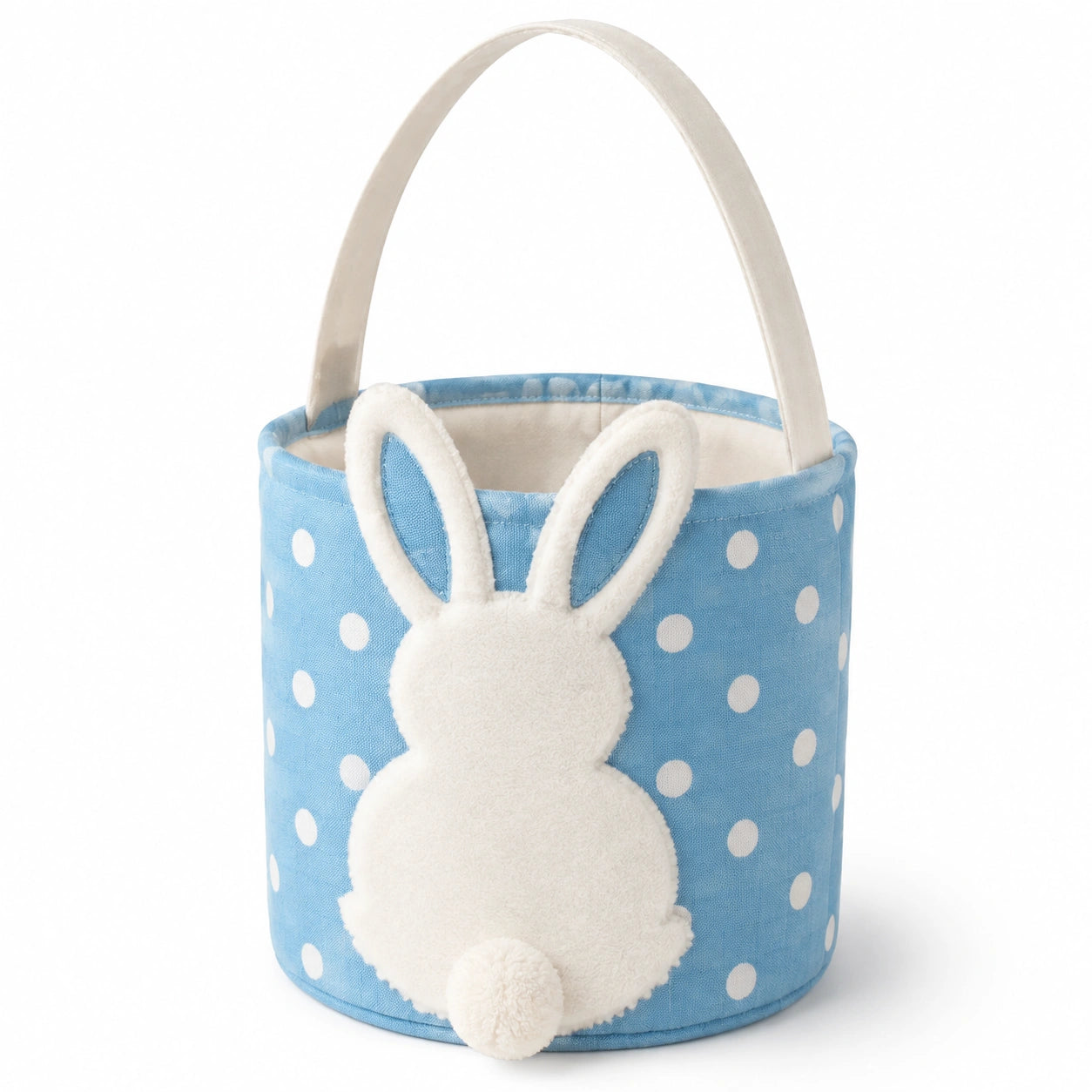 Osterkorb 20 cm Textil Blau Weiß mit Hasenmotiv und Tragegriff