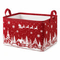 Aufbewahrungskorb 38 x 28 x 28 cm aus Stoff Rot mit Wintermotiv faltbar