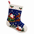 Weihnachtsstrumpf 45 cm aus Textil blau mit Aufhängeschlaufe Wintermotiv