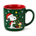 Keramiktasse 0.35 L Grün Rot mit Weihnachtsmotiv und Henkel