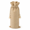 Flaschentasche 12 x 12 x 35 cm aus Jute in Beige mit Kordelzug
