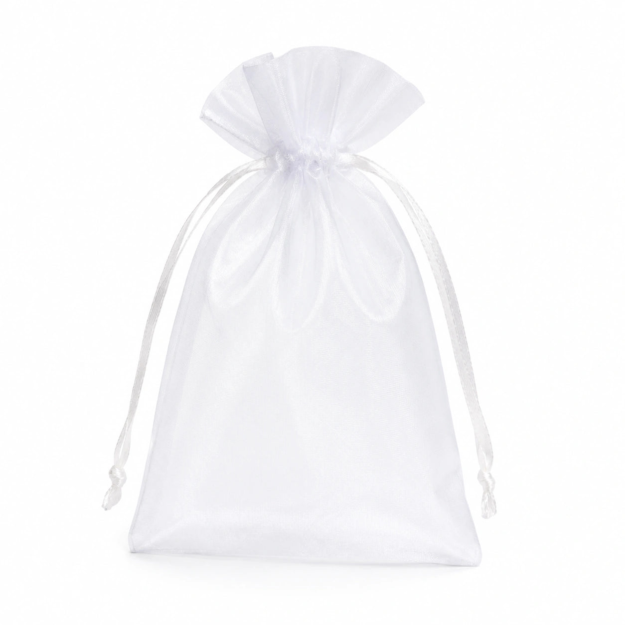 Organzabeutel 10 x 15 cm aus weißem Organza mit Zugband für Geschenkverpackungen