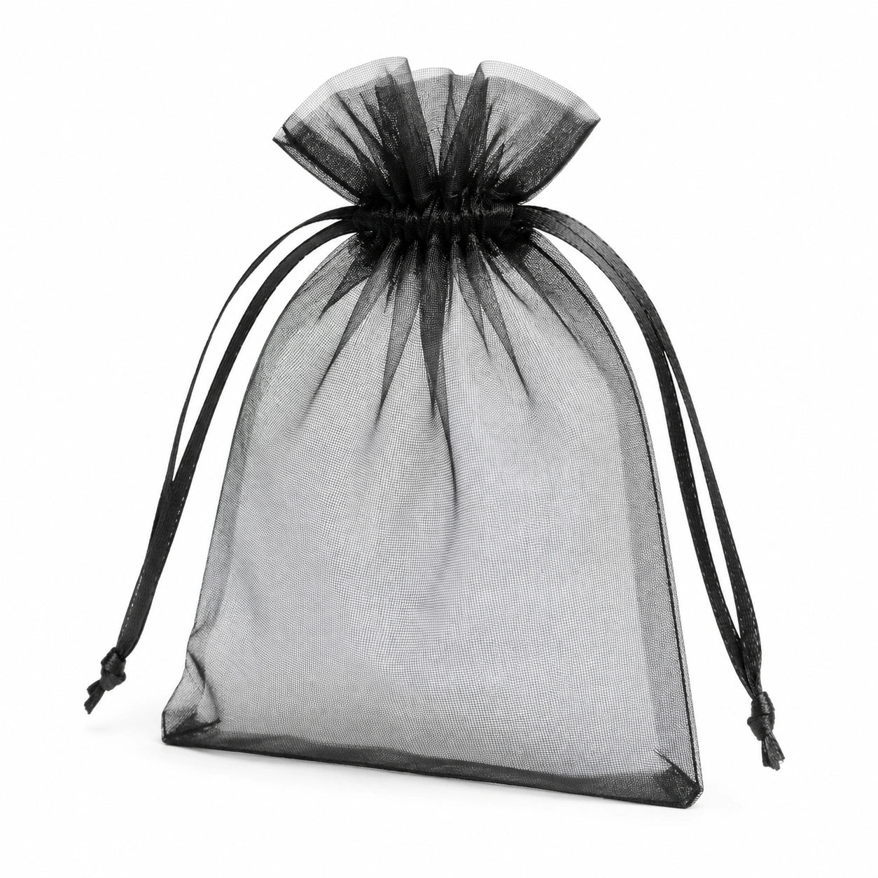 Organzabeutel 10 x 15 cm Schwarz transparent mit Zugband für Geschenkverpackung